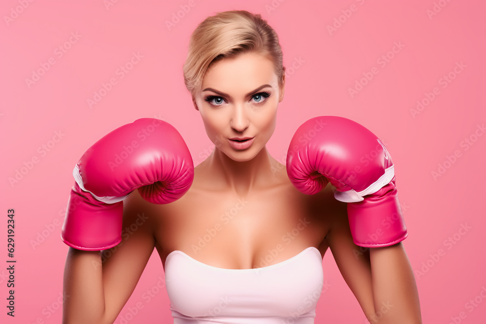 sportswoman in sportswear and boxing gloves standing isolated on pink sportswoman in sportswear and boxing gloves standing isolated on pink