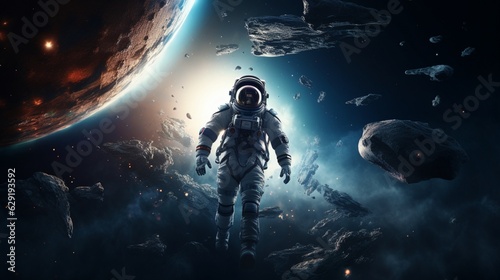 astronaut flying in the space background © harits alfaris