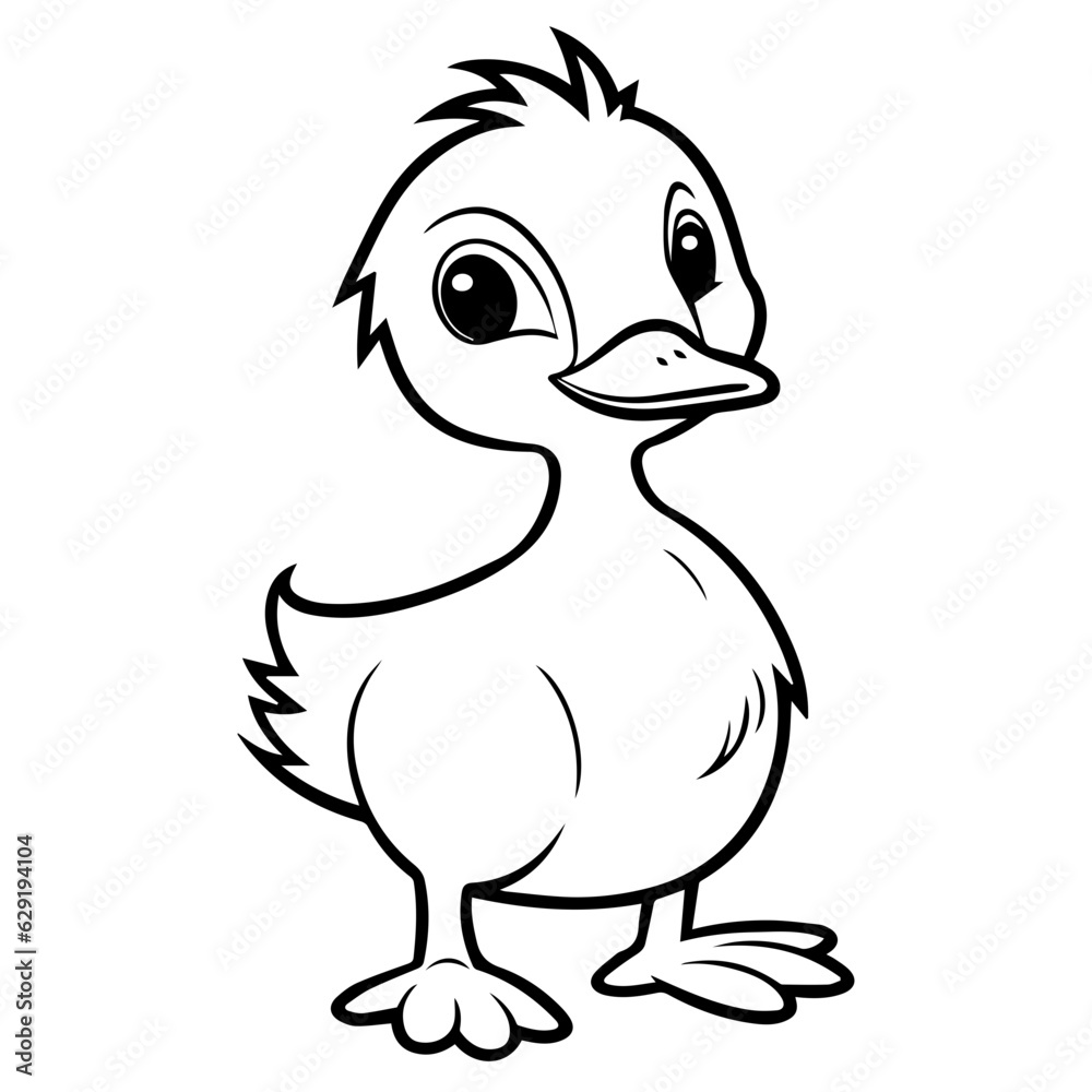 Fototapeta premium Coloring Page Outline of cartoon duckling