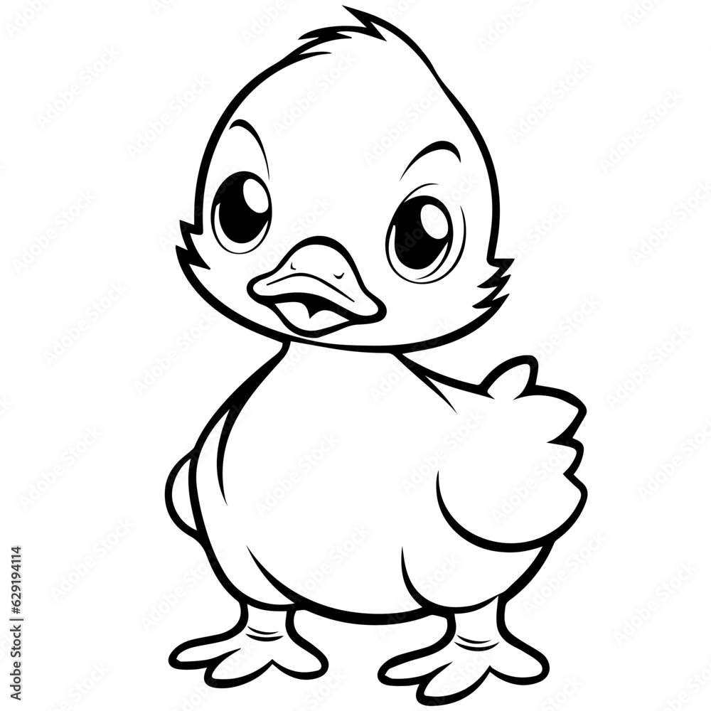 Coloring Page Outline of cartoon duckling Coloring Page Outline of cartoon duckling