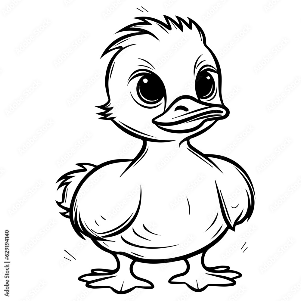 Coloring Page Outline of cartoon duckling Coloring Page Outline of cartoon duckling