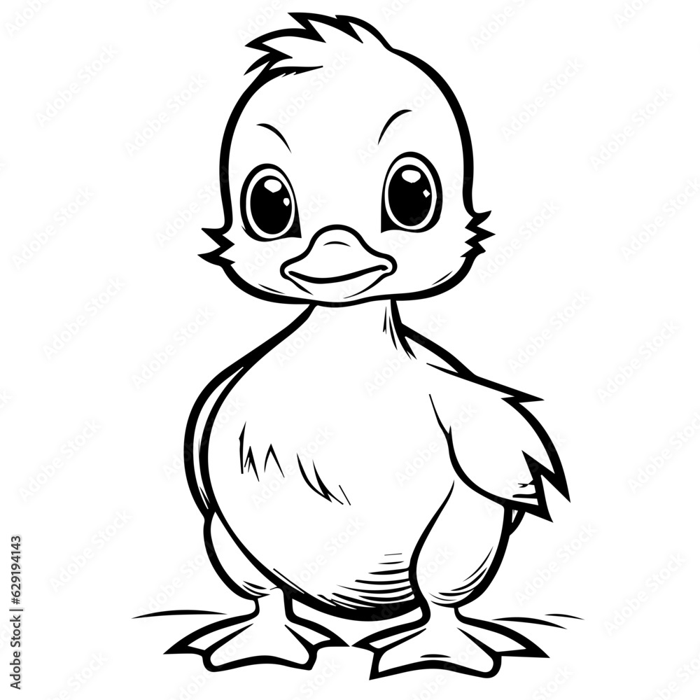 Coloring Page Outline of cartoon duckling Coloring Page Outline of cartoon duckling