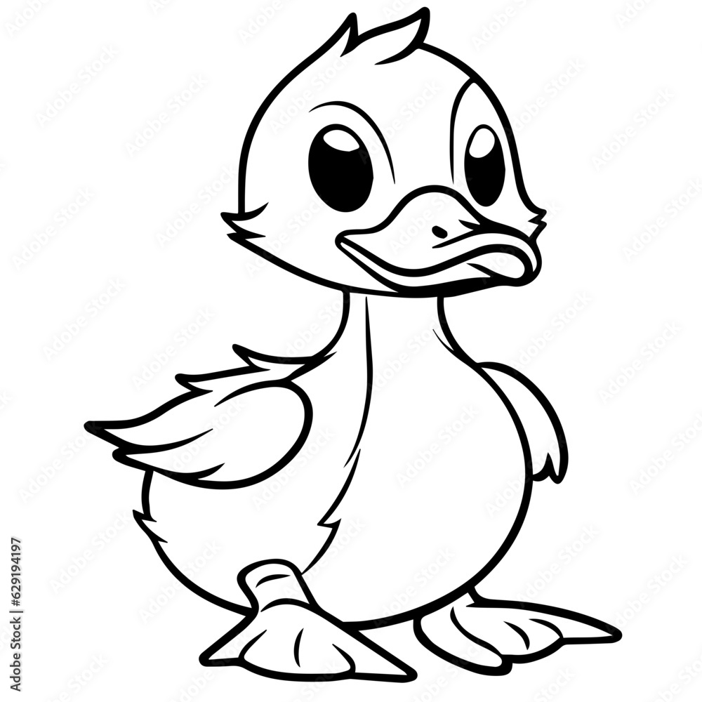 Coloring Page Outline of cartoon duckling Coloring Page Outline of cartoon duckling