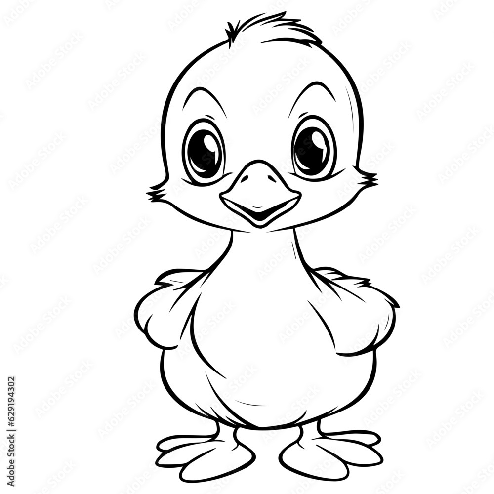 Coloring Page Outline of cartoon duckling Coloring Page Outline of cartoon duckling