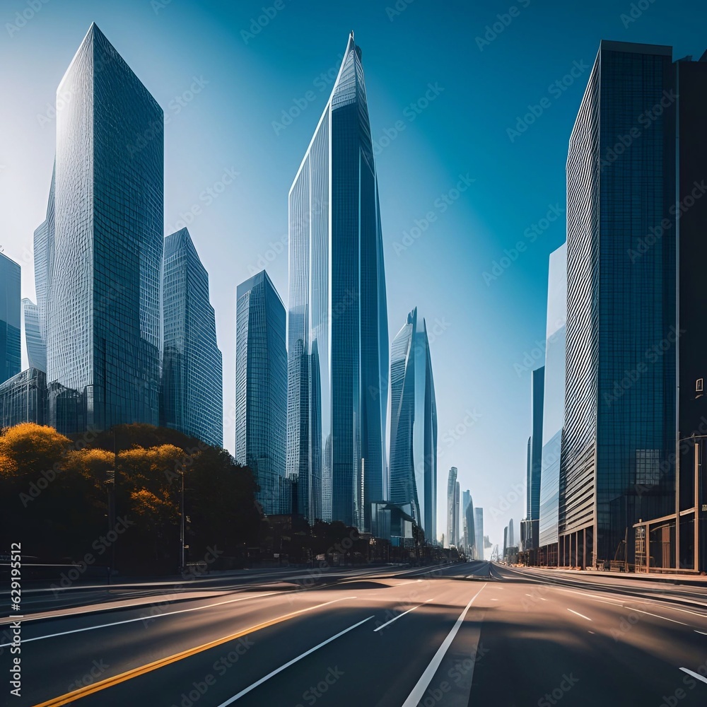 futuristic building city background City landscape and road in cinematic daylight generative ai illustration art