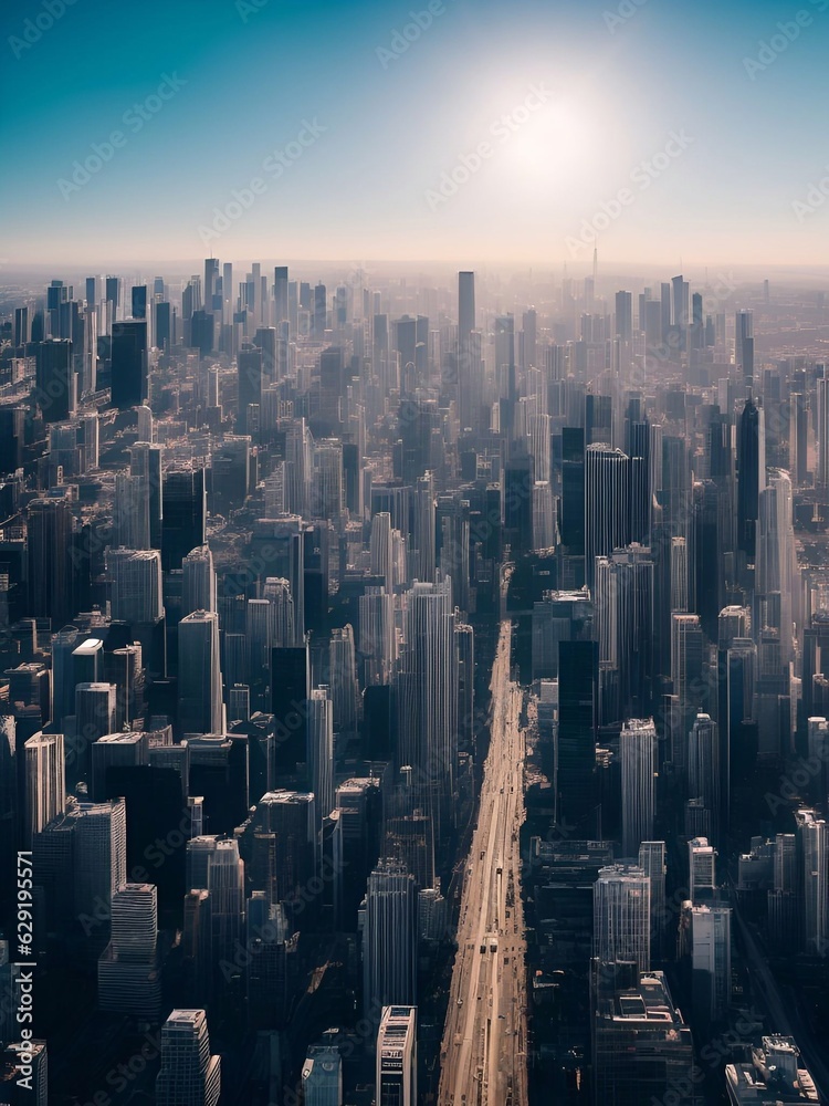 Fototapeta premium futuristic building city background City landscape and road in cinematic daylight generative ai illustration art