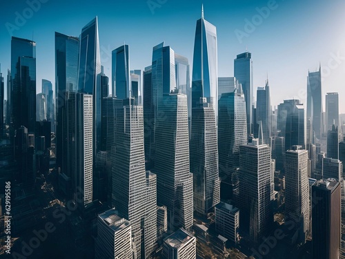 futuristic building city background City landscape and road in cinematic daylight generative ai illustration art