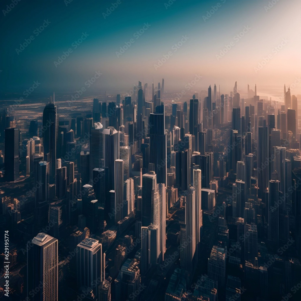 Fototapeta premium futuristic building city background City landscape and road in cinematic daylight generative ai illustration art