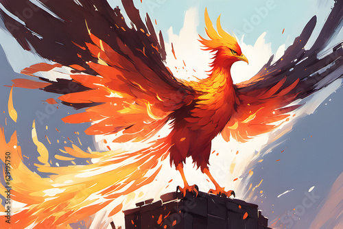  a phoenix rising from the ashes, symbolizing rebirth and new beginnings. Generative AI