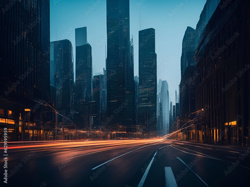 futuristic building city background City landscape and road in cinematic daylight generative ai illustration art