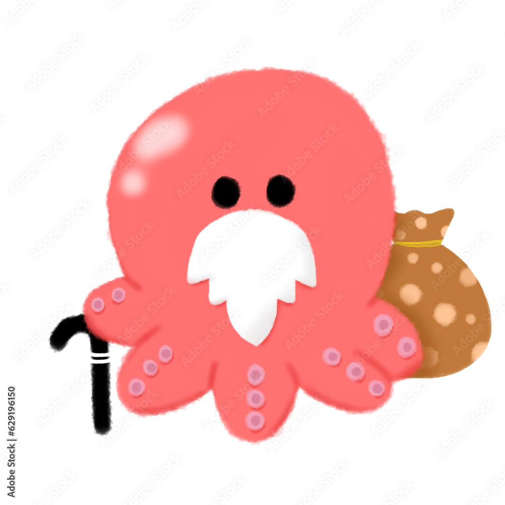 Fototapeta premium squid cartoon santa
