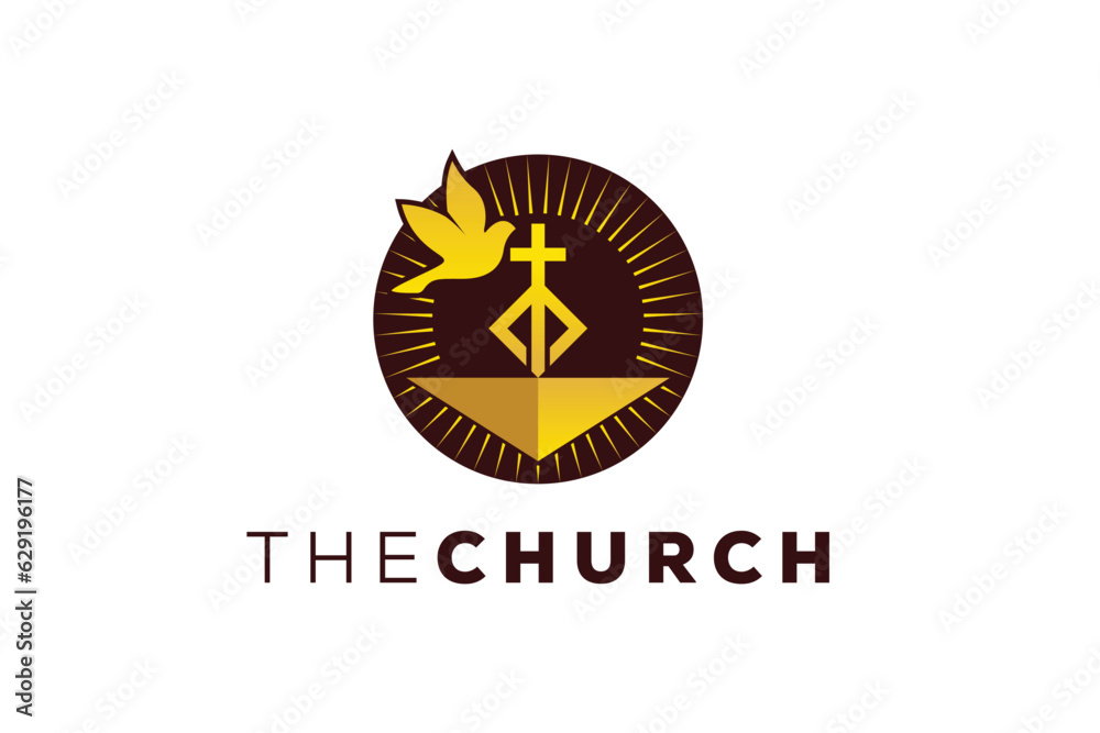 Fototapeta premium Trendy and Professional letter M church sign Christian and peaceful vector logo