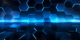 Some Bright Blue Hexagons And Lights Background


