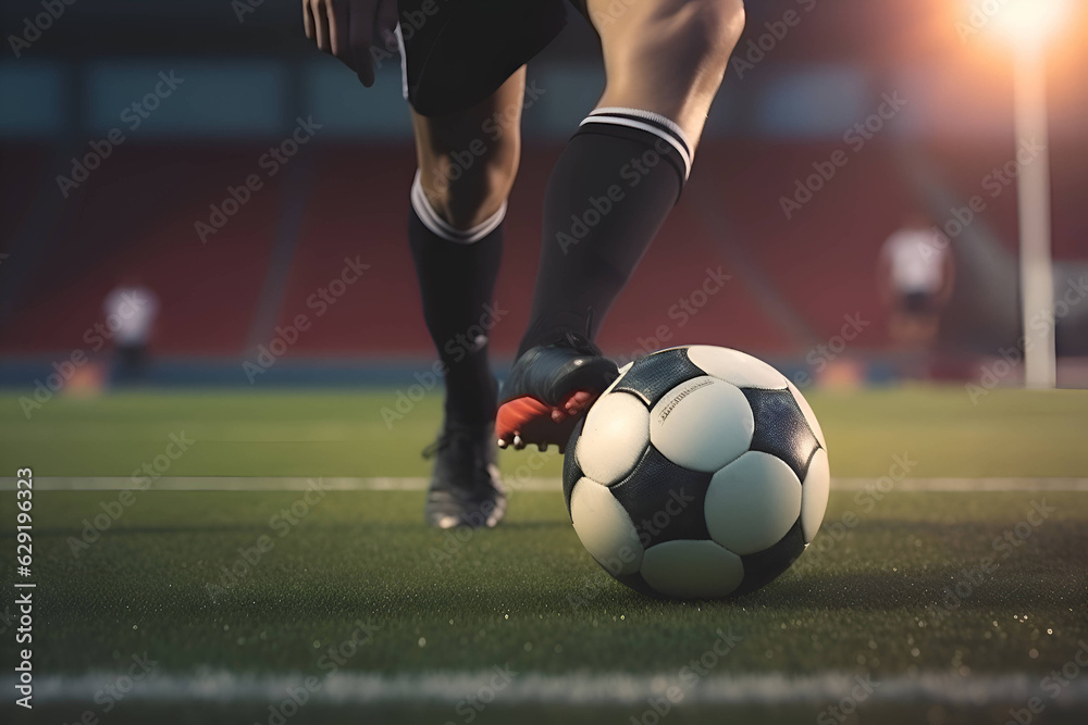 Football player with the ball on the field 1
