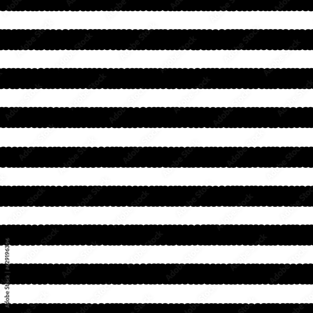 Black and white striped pattern. Wavy edge of each stripe