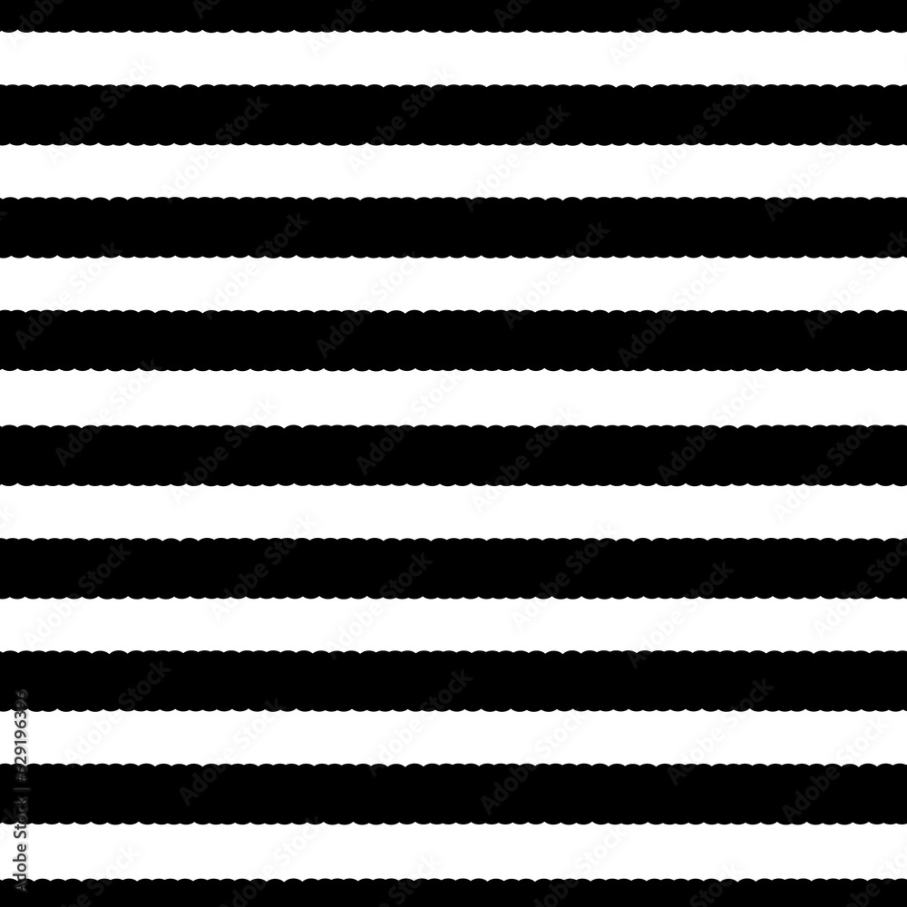 Black and white striped pattern. Wavy edge of each stripe Black and white striped pattern. Wavy edge of each stripe