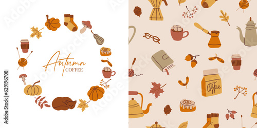 Fall doodles set in cosy vintage style.