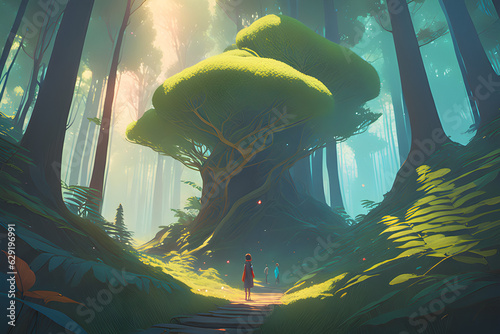 a magical forest filled with fantastical creatures and hidden pathways. Generative AI