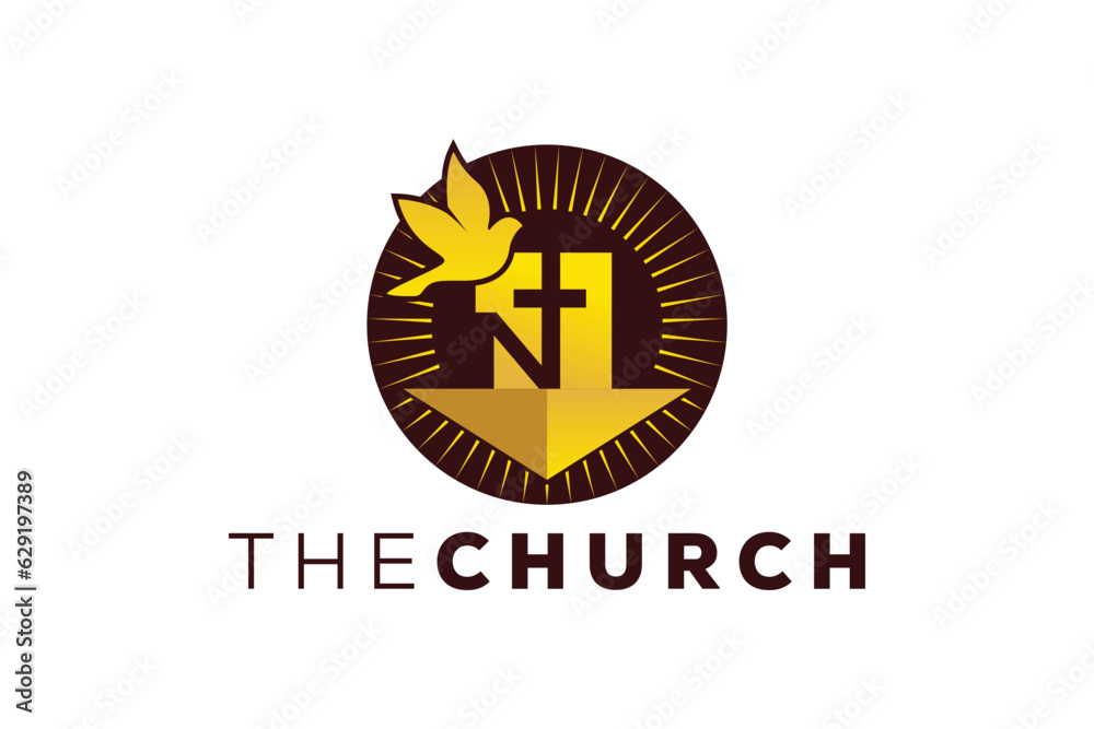 Trendy and Professional letter N church sign Christian and peaceful vector logo Trendy and Professional letter N church sign Christian and peaceful vector logo