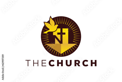 Trendy and Professional letter N church sign Christian and peaceful vector logo