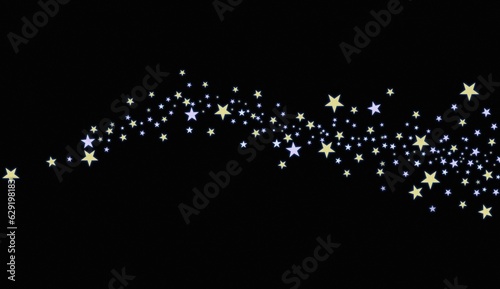 Golden Stars Light Effect Glitter Sparkle Border. Flash Of Light Background