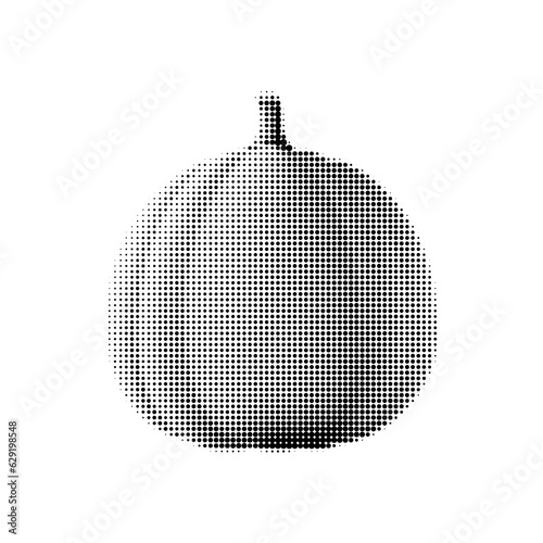 Decorative halftone pumpkin. Isolated decorative collage element. Halftone vegetable for decoration collage.