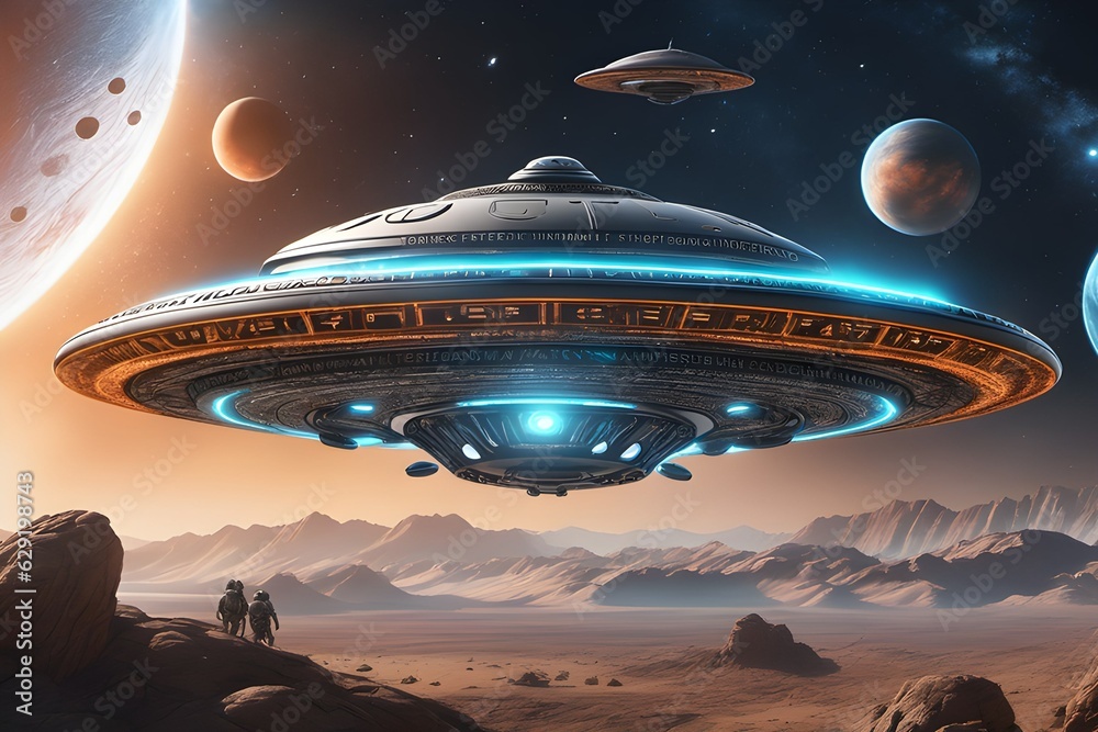 Unknown UFO mystery with alien imaginary in universe