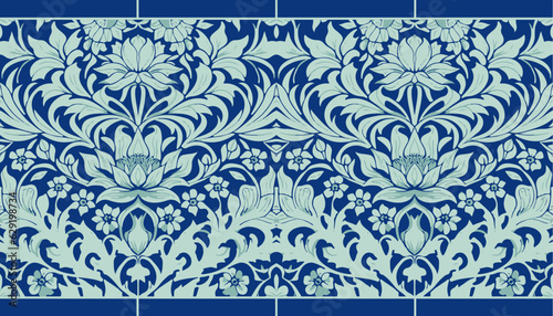 Seamless border with vintage abstract floral ornaments, baroque, modernist and art nouveau style