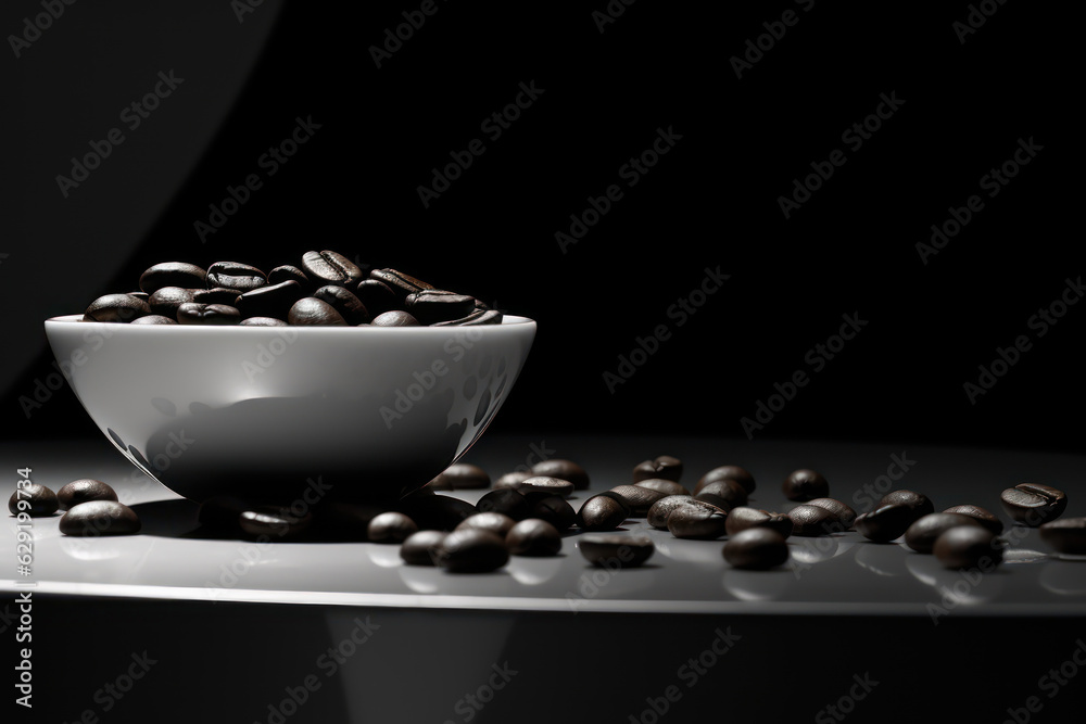 Dark coffee beans close-up. AI generated Dark coffee beans close-up. AI generated