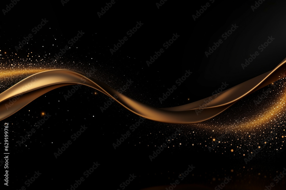 Abstract background luxury gold color glitter shiny on black background. Ai generative. Abstract background luxury gold color glitter shiny on black background. Ai generative.