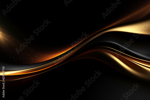 Abstract background luxury gold color glitter  shiny on black background. Ai generative.