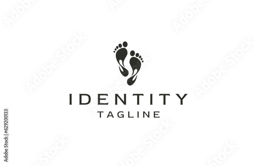 abstract image of a human footprint template flat vector logo