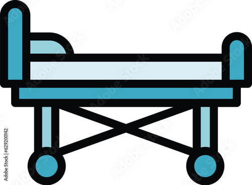Hospital bed icon outline vector. Medical patient. Room clinic color flat
