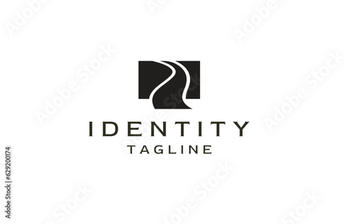 abstract image of the river logo icon flat vector template