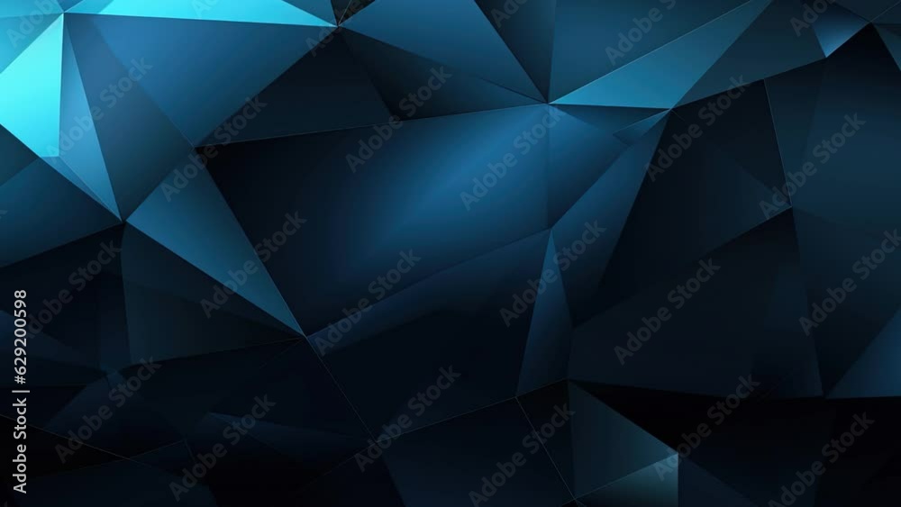 Abstract blue background 4k video backdrop with moving and rotating triangle shapes geometric forms