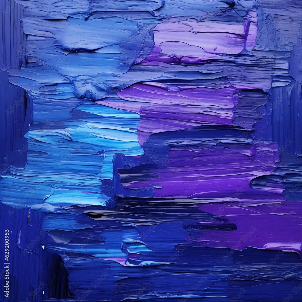 パレットナイフの油絵・カラフルな抽象背景正方形バナー）厚塗りした紺色と紫。AI生成画像