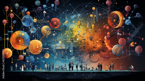 An evocative illustration of the interconnectedness of scientific discoveries and their impact  photo