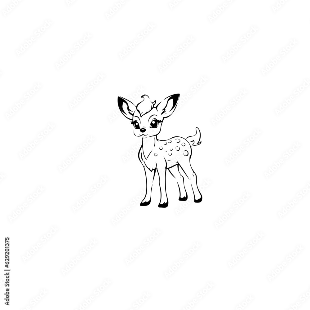 Coloring Page Outline of cartoon fawn Coloring Page Outline of cartoon fawn