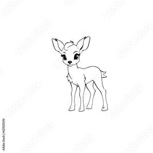 Coloring Page Outline of cartoon fawn © DLC Studio