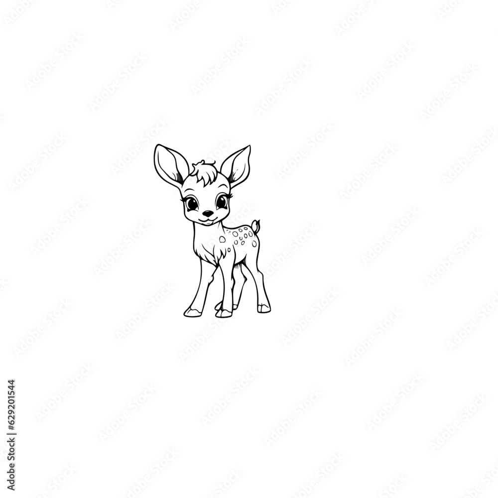 Obraz premium Coloring Page Outline of cartoon fawn