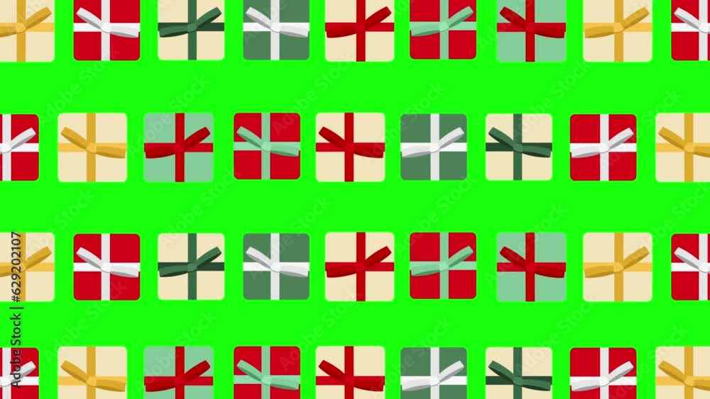 4k Christmas and New Year Flat Gift Collection pattern animation isolated on green screen Christmas colors gift boxes set. New Year and Christmas Gifts Animated Pattern Design. Colorful Isolated Gifts 4k Christmas and New Year Flat Gift Collection pattern animation isolated on green screen Christmas colors gift boxes set. New Year and Christmas Gifts Animated Pattern Design. Colorful Isolated Gifts