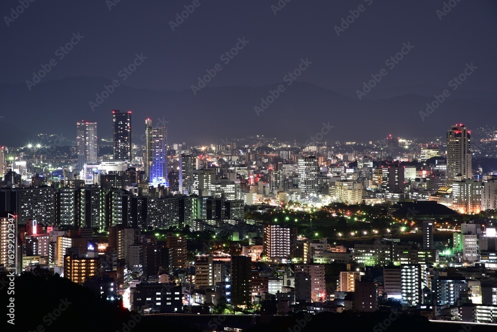 広島市街の夜景　三滝山（竜王公園）からの眺望