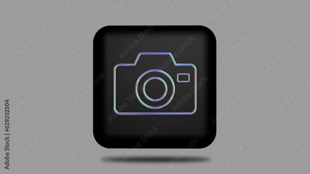 3d icon motion design. Symbol:photo camera. video 3840x2160 px