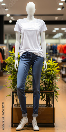 Plastic Human Mannequin Wearing Clothes In The Middle Of A Store Made By Artificial Intelligence