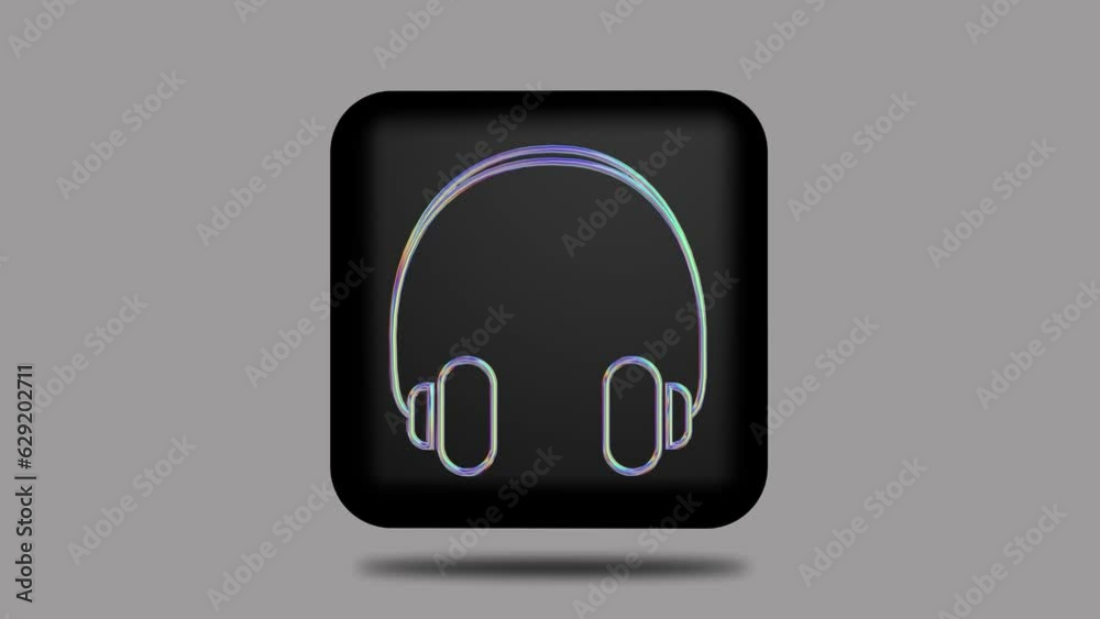 3d icon motion design. Symbol: headphones. video 3840x2160 px