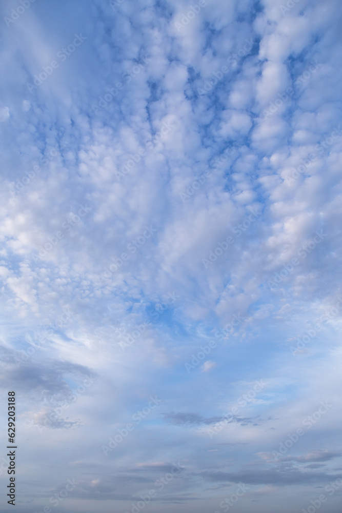Beautiful epic soft gentle blue sky with white and grey cirrus and fluffy clouds background texture Beautiful epic soft gentle blue sky with white and grey cirrus and fluffy clouds background texture