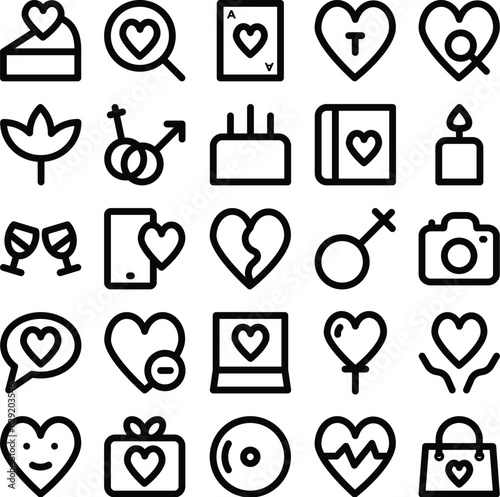 Pack of Valentine Day Bold Line Icons 

