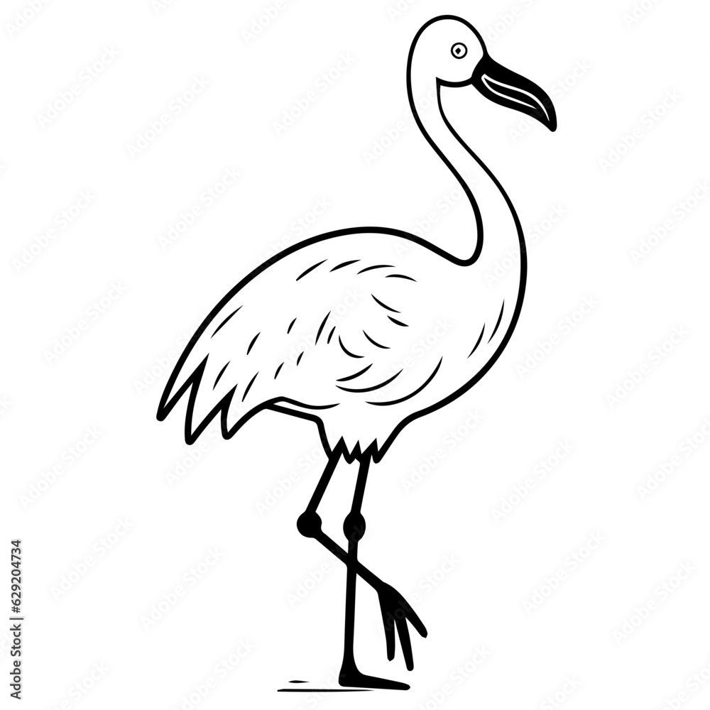 Flamingo chick flat vector illustration isolated on white background