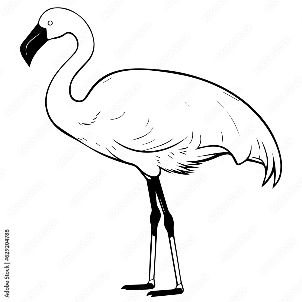 Obraz premium Flamingo chick flat vector illustration isolated on white background