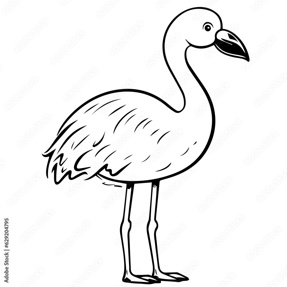 Obraz premium Flamingo chick flat vector illustration isolated on white background